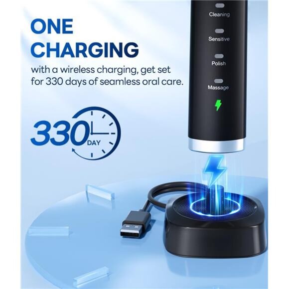 Bymore Electric Toothbrush for Adults,Travel Sonic Toothbrush with 8 - Picture 3 of 8